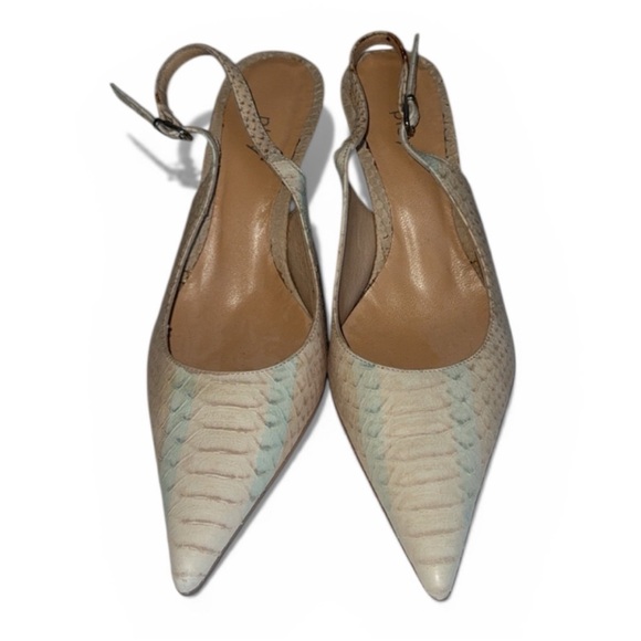 Shoes - Pley Aqua Tan Snakeskin Pattern Heels